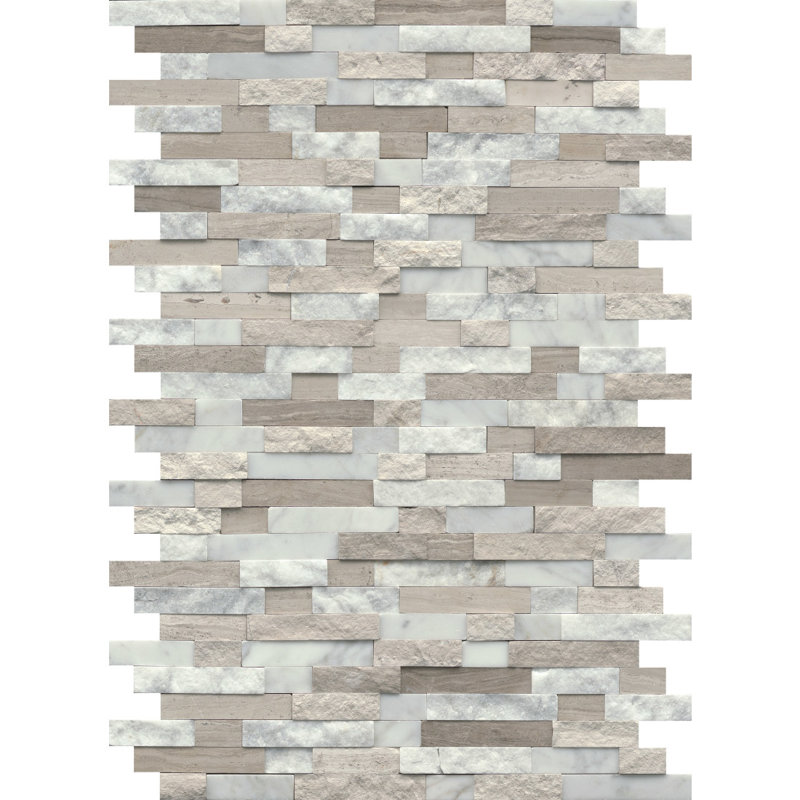 Feature White 12 in. x 18 in. Splitface Limestone Wall Tile (7.5 sq. ft./Case), Multicolor