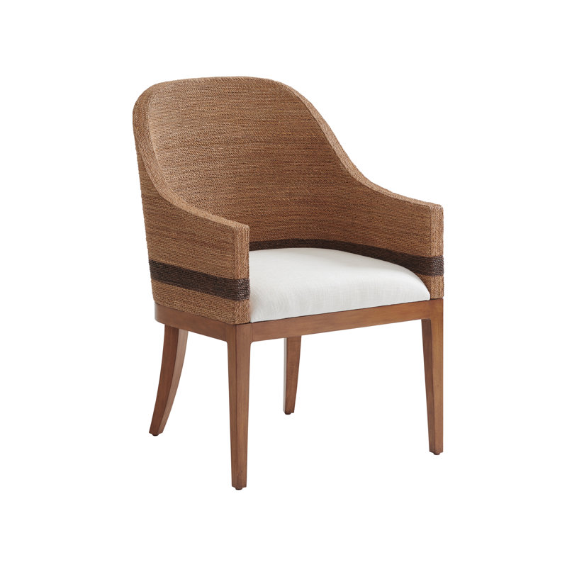 Sierra Tan and White Woven Arm Chair with Rope Back