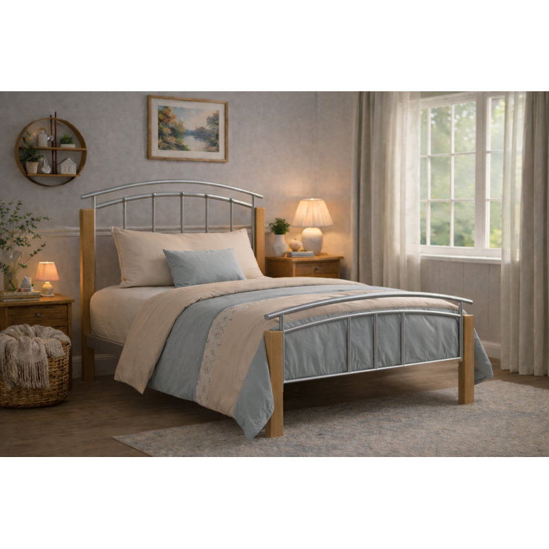 Solid Wood Bed, Single (3'), Silver