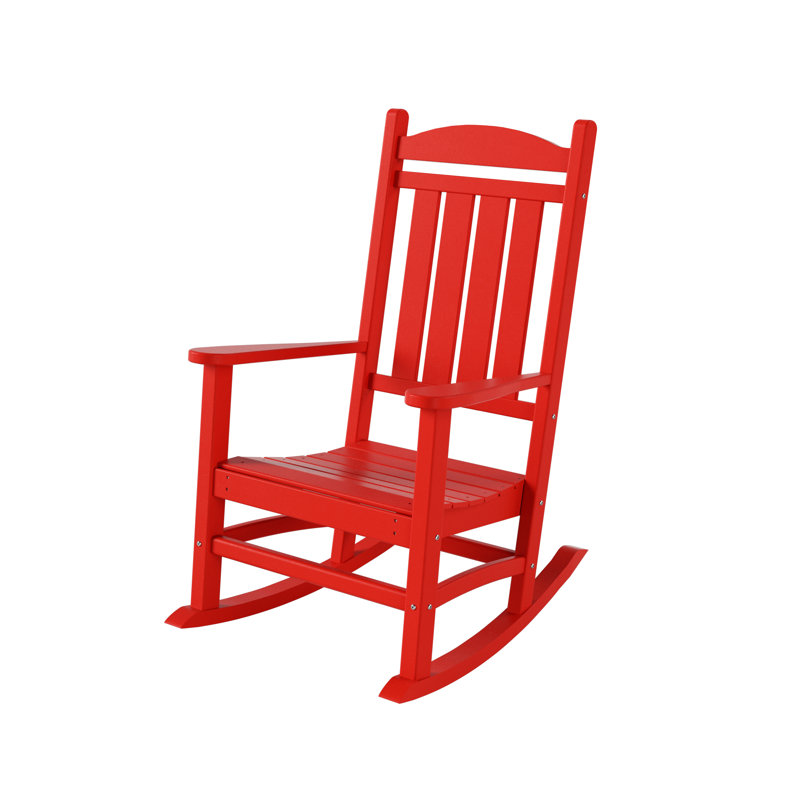Chaise berçante d'extérieur en plastique Vinnie Potwin, Rouge
