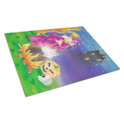 Caroline's Treasures Witch and Her Castle Glass Cutting Board