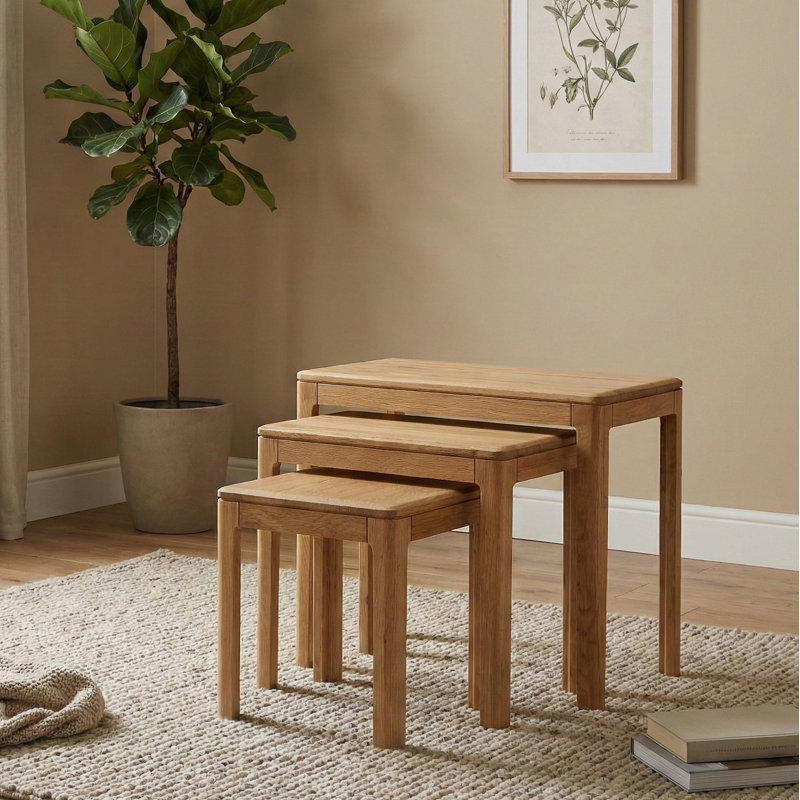 Remi Solid Wood Nesting Tables, Oak