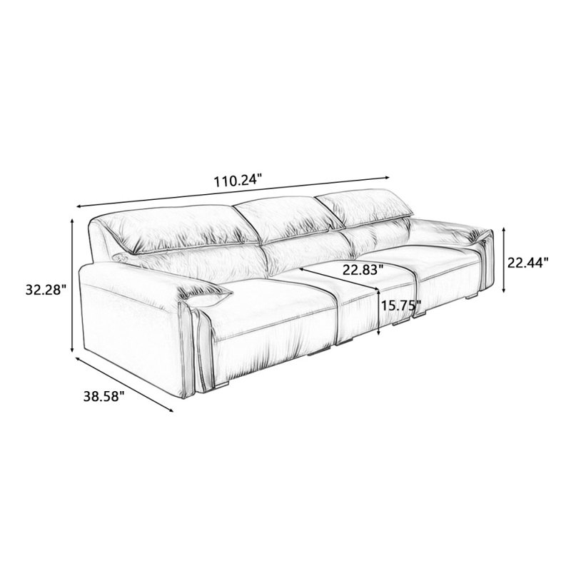 Coussin modulaire 100% polyester, H 32,28 po x l 110,24 po x P 38,58 po, Gris