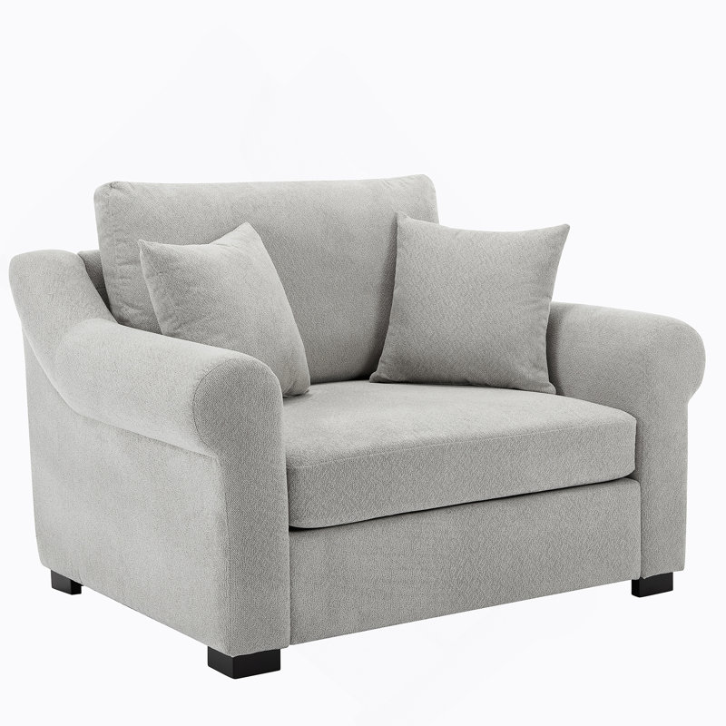 Chenille Oversized Armchair, Light Gray Chenille, 35.5" H x 44.5" W x 36.2" D