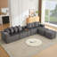 Canapé en U de 137,5 po, charge USB et sans fil, table basse avec porte-gobelet, canapé modulaire surdimensionné et mobile, repose-pieds mobile, sans assemblage, 6 sièges, velours côtelé-380264689
