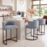 Tabouret de bar 25,2 po à dossier bas gris et structure en métal