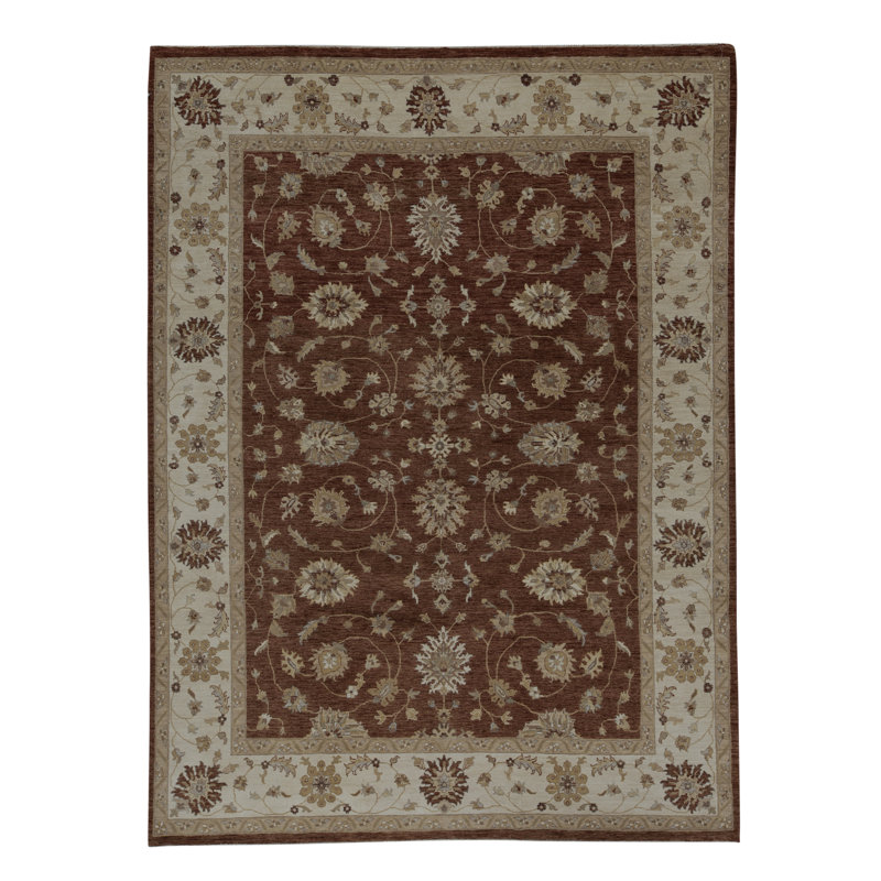 Tapis rouille et beige noué à la main de haute qualité