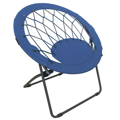 Arlmont & Co. Bungee Folding Bouncy Dish/Saucer Chair With Steel Frame, Blue - Pack Of 1