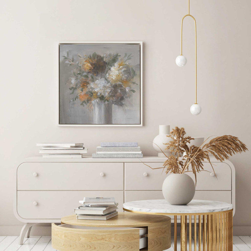 Récolte de fleurs, Cadre flottant en chrome poli, H 24,75 po x l 24,75 po x P 1,75 po