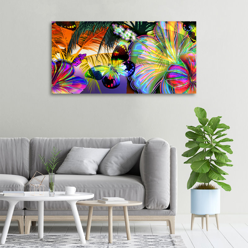 Flowers And Butterfly - Wrapped Canvas Print