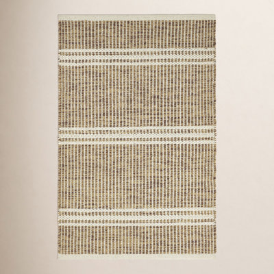 Malta Grey Hand-Woven Striped Wool Rug