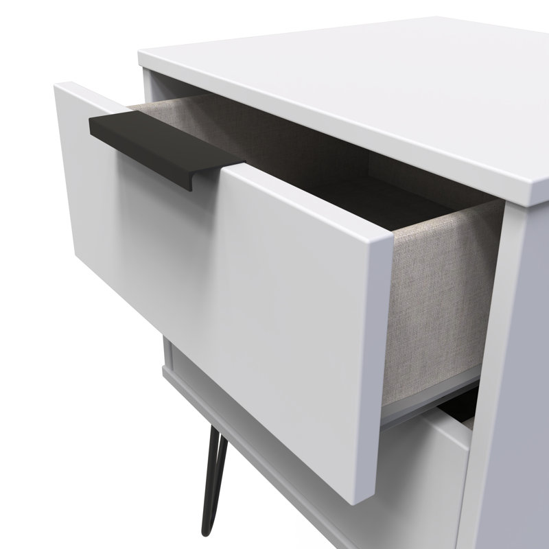 Turah 2 Drawer Bedside Cabinet (Ready Assembled), Grey Matt