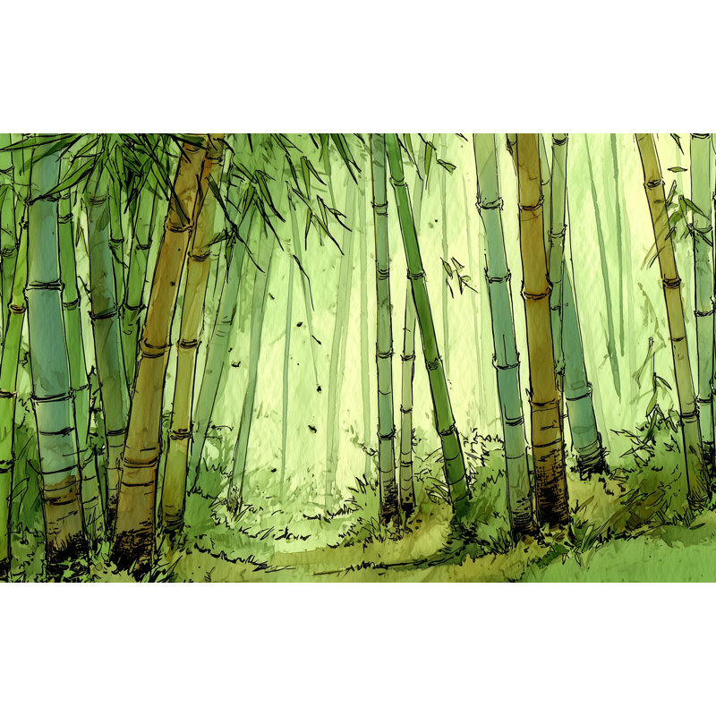 Papier peint forêt de bambou Shades Of Green, 100 po x 96 po, Peler et coller