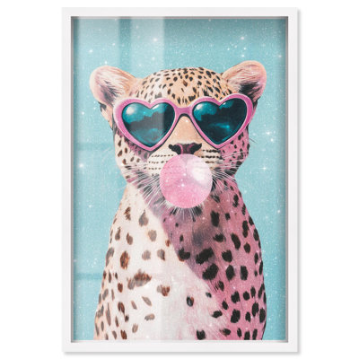 Décoration murale Pastel Cheetah Bubblegum Shadowbox Print Glam par Art Remedy