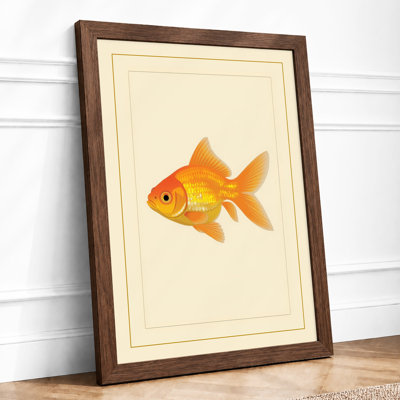 Single Goldfish Study Botanical - Framed Print