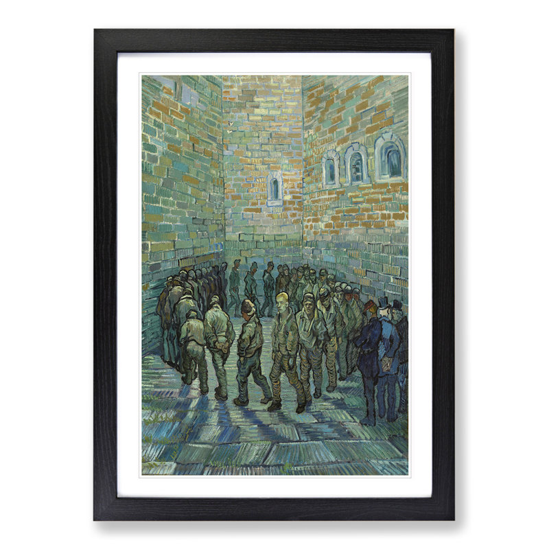 The Prison Courtyard by Vincent Van Gogh - Picture Frame Painting, Black Framed, 65cm H x 48cm W x 2cm D