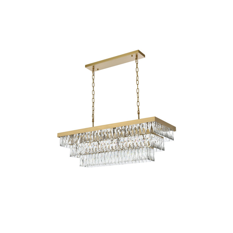 Lustre rectangulaire 36 pouces Iva, Or satiné