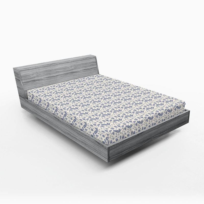 Drap-housse Ambesonne, Coquille d'œuf, bleu mer / floral, Drap-housse de taille très grand