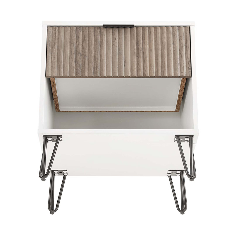 Gafita 20.07'' W Nightstand, White/Rustic Gray, Individual