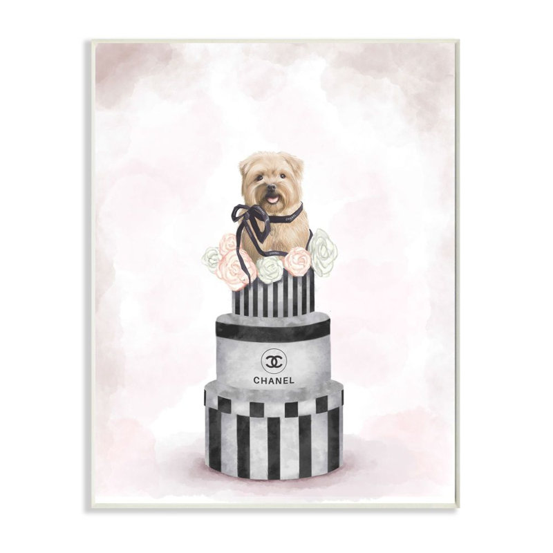 « mode chien box stack », reproduction d’art sur toile rose, H 19 po x l 13 po x P 0,5 po, Plaque murale