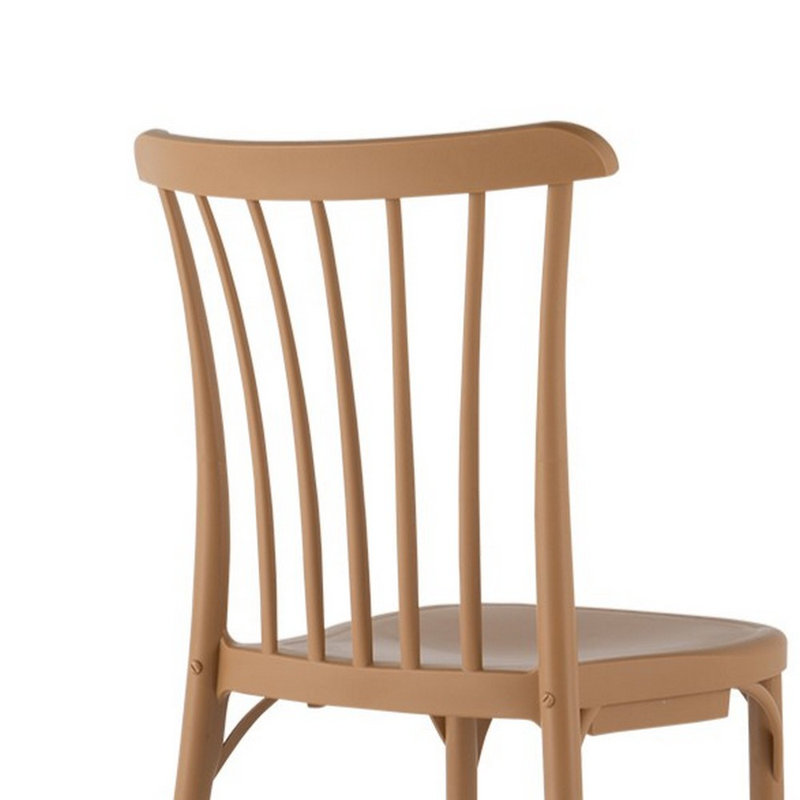 Chaise d'appoint empilable en résine à dossier à lattes Guthfast, Tanné