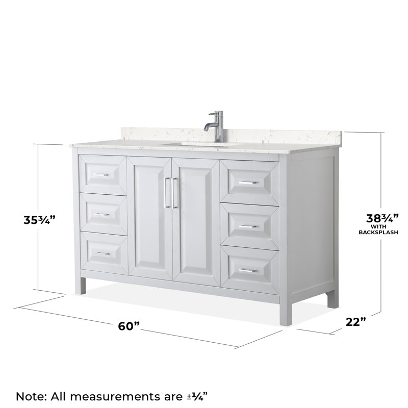 Daria 60'' W Single Vanity, Carrara Cultured Marble, Dark Espresso, Polished Chrome
