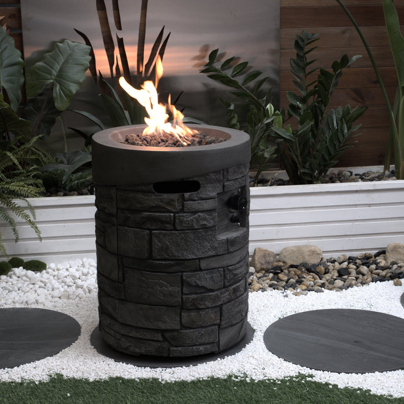 20 Inch Diameter Outdoor Gas Fire Pit, 32000 , , With Lava Stones & Rainproof Shielding Fireplace, And