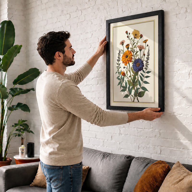 Study In Gold Botanical - Print, A3 - 42.0 x 29.7 cm, White