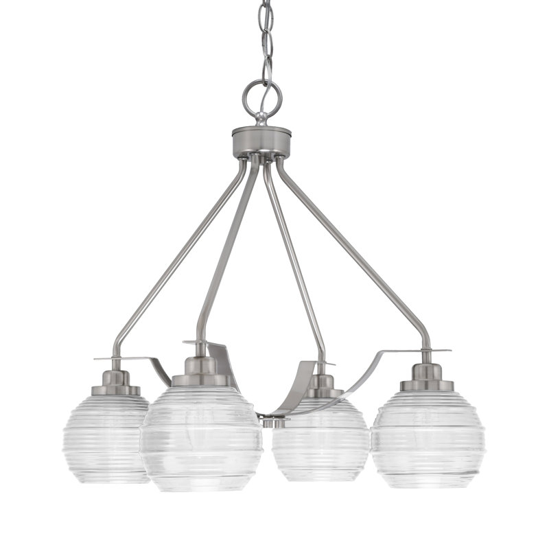 Odyssey Downlight 4 Light Chandelier Shown With 6", Smoke, Brushed Nickel