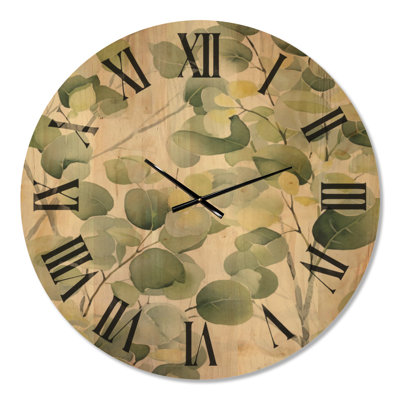 Minimalism Eucalyptus Essence IV – Large Wildflower Minimalist Wood Wall Clock