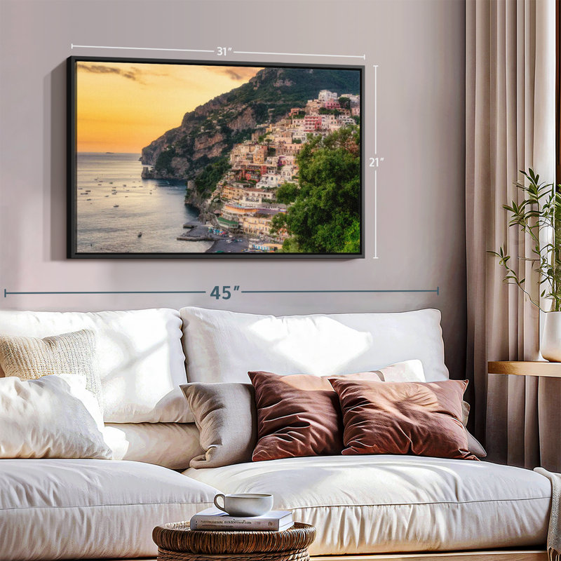 Plage "Positano Seaside Town", reproduction sur toile, H 21 po x l 31 po