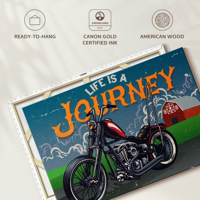 Mehar Life Is A Journey Motorcycle, 24" H x 36" W
