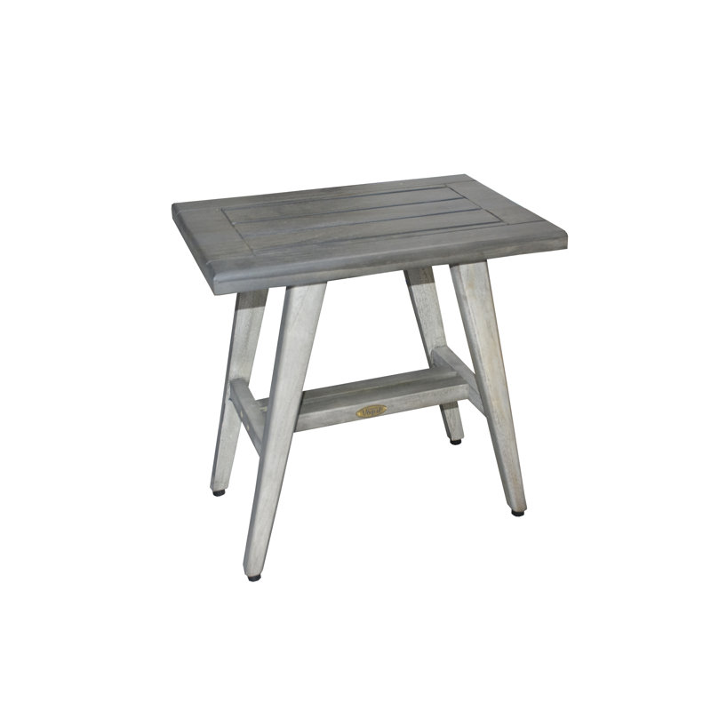 CoastalVogue’s 18" W Teak Shower Bench, 19" H x 18" W x 12" D, Gray/Light Gray
