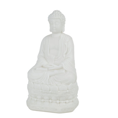 5.5X4.7X11.8" White Sitting Buddha Figure