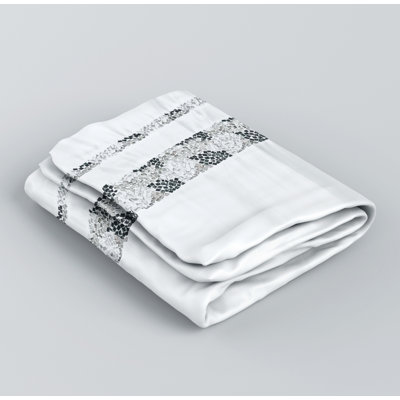 Rideau de douche Spa en tissu doux blanc avec bandes multicolores