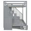 Lit double sur un lit gris avec mécanisme hydraulique avancé, espace de travail caché et armoires encastrées. Convient pour un espace de vie limité, un lit superposé pliable et un bureau. Une option pour économiser de l'espace