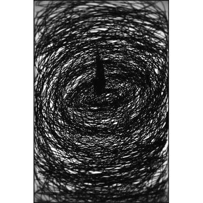 Black Scribbled Themed Decorative Rug And Washable Rug