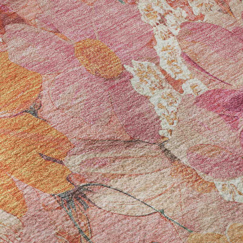 Premium Machine Washable Sykora AMF1506 Floral Rug, Rectangle 1'8" x 2'6"