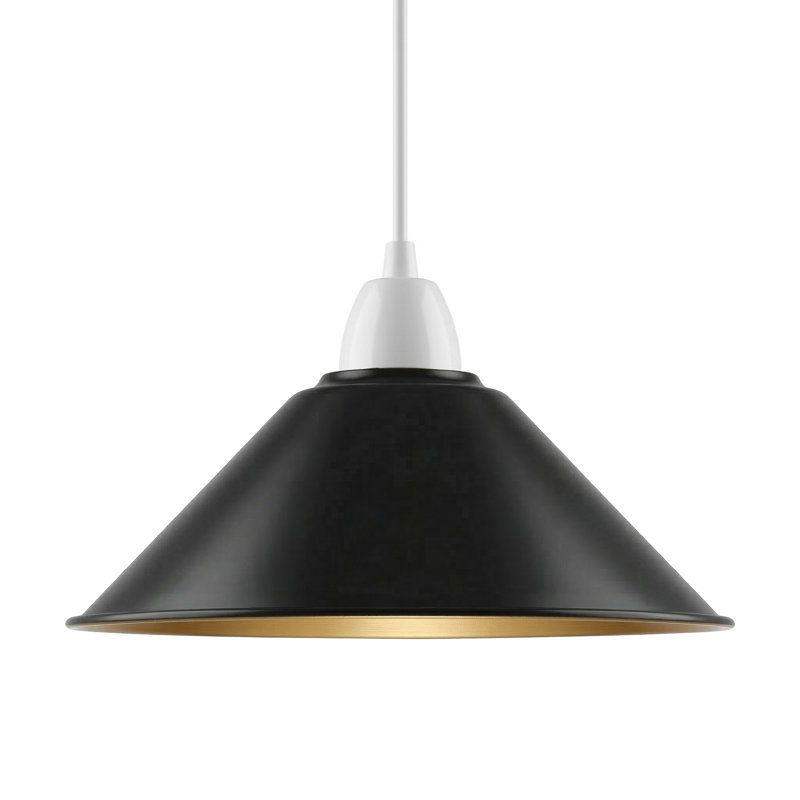 10cm H Metal Cone Lamp Shade, Black/Gold
