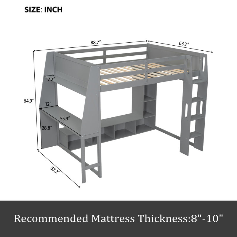 Lit mezzanine Wood Gaming, Double