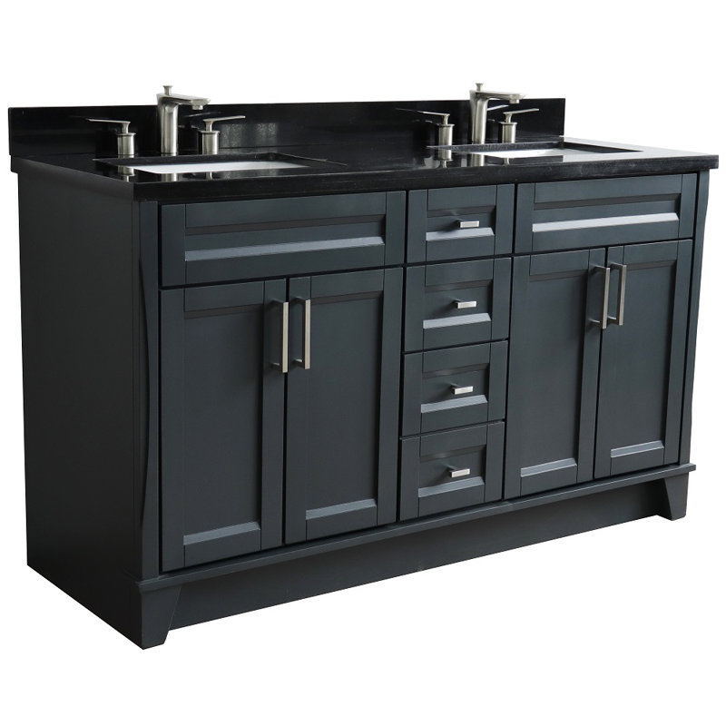 Ensemble de meuble-lavabo double 61 po Thaxten, Noir