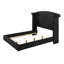Cadre de grand lit avec tête de lit à oreilles noire, structure en bois et en métal, garniture cloutée, éléments, accessoire de chambre à coucher