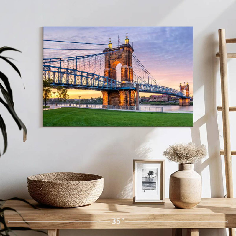 Roebling Suspension Bridge Cincinnati, 16" H x 24" W