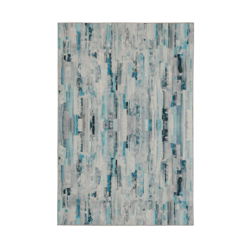 Tapis de couloir souple 2,6 x 4,9 pi | 100% polyester, hauteur de poils de 0,04 po | Antibactérien, antidérapant sous la surface | Tissé avec impression numérique 3D | Lavable à la machine | Durable et élégant pour les vestibules et les salons