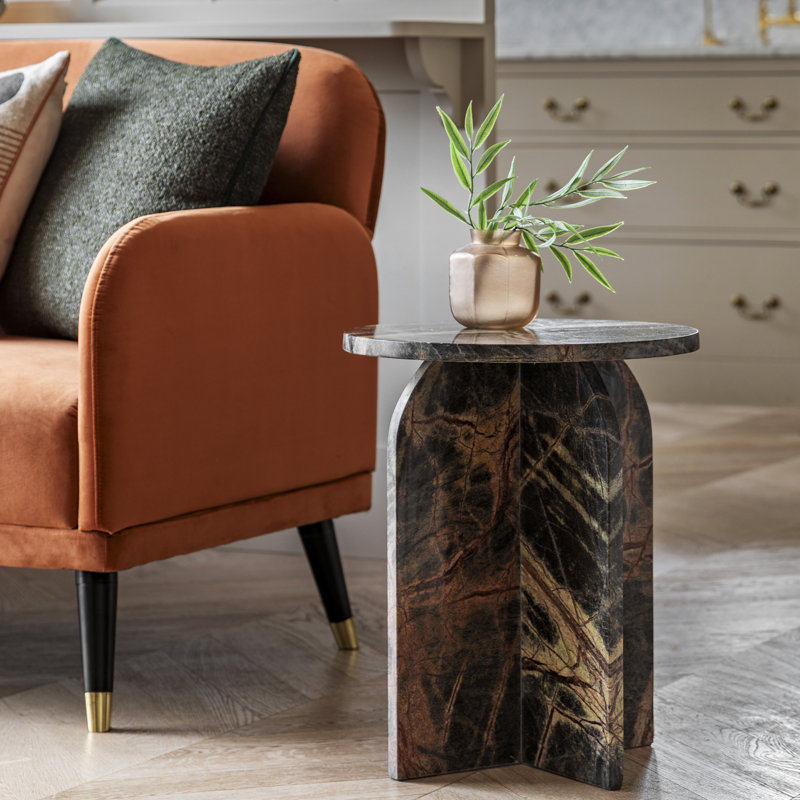 Amalfi Marble Side Table, Ember
