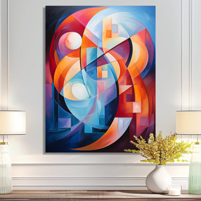 Red Full Moon Dynamics - Geometric Wall Art Living Room
