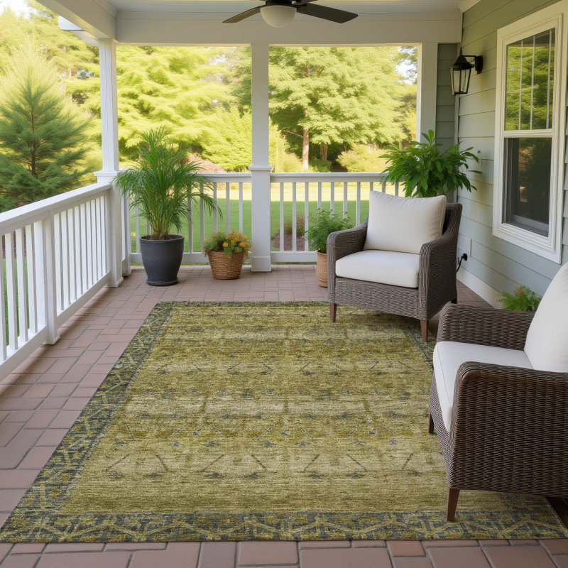 Machine Washable Indoor/Outdoor Chantille ACN2724 Global Rug, Gold, 8' x 10'