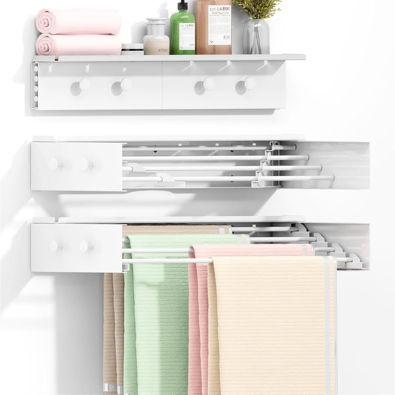 Upgraded Wall Mounted Drying Rack - 23.6" Wide, 60 Lb Capacity