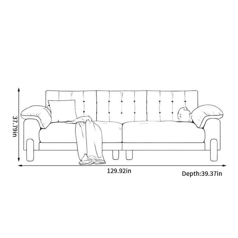 Canapé moderne et confortable en tissu, H 37,79 po x l 129,92 po x P 39,37 po, 5