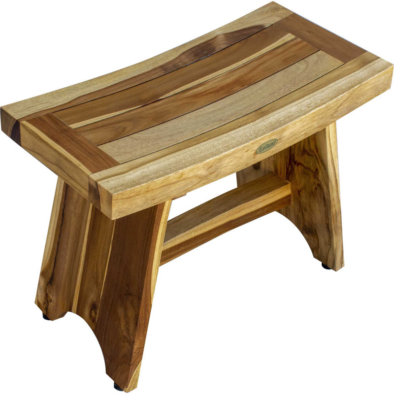 12'' W Teak Shower Bench, 19" H x 24" W x 12" D, Light Natural